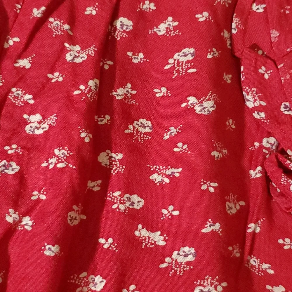 **Kimchi Blue Red Floral Ruffle Shorts – Size S**